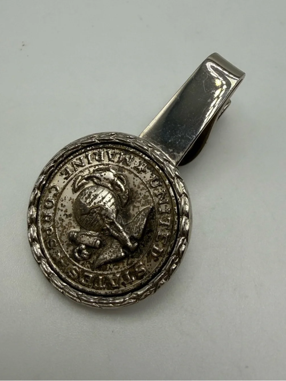 US Marine Corps Tie Clip Silver Tone Eagle Globe Anchor Semper Fidelis